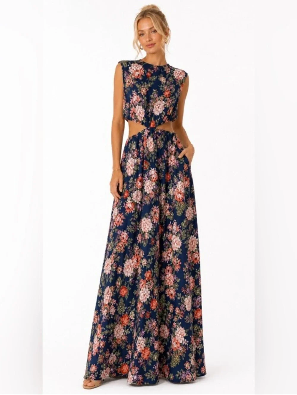 abercrombie fall dresses Women's A&F Emerson Puff Sleeve Midi Dress in Blue Floral | Size M PETITE Our new vest mini dress in our premium crepe fabric and body Women's Dresses & Rompers |